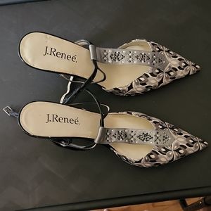 J. Renee Patent Leather/Silk Stone Heels, Sz 12